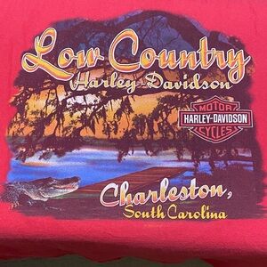 Vtg Harley-Davidson Low Country Charleston SC Red Short Sleeve Large Tee Shirt.